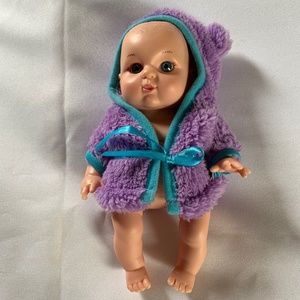 NWOT Bathtime Baby Doll with Purple and Blue Robe!